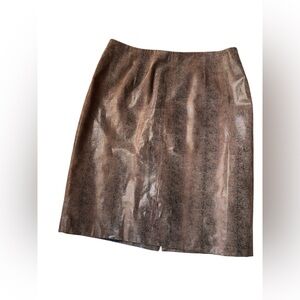 Lord & Taylor Brown Leather Pencil Skirt